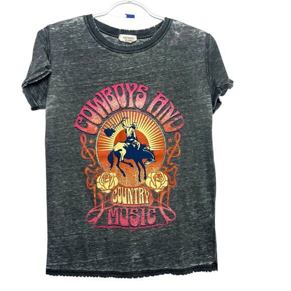 Refined Canvas Cowboys and Country Music Graphic T-shirt S Gray Western Rodeo - Picture 1 of 8